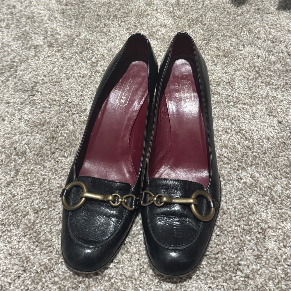 Coach Black Leather Heels Size 7